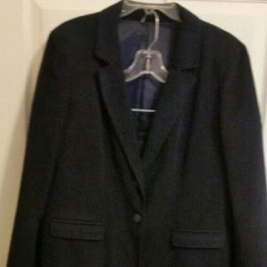 Sz 12/14 blue suede suit - jacket and skirt